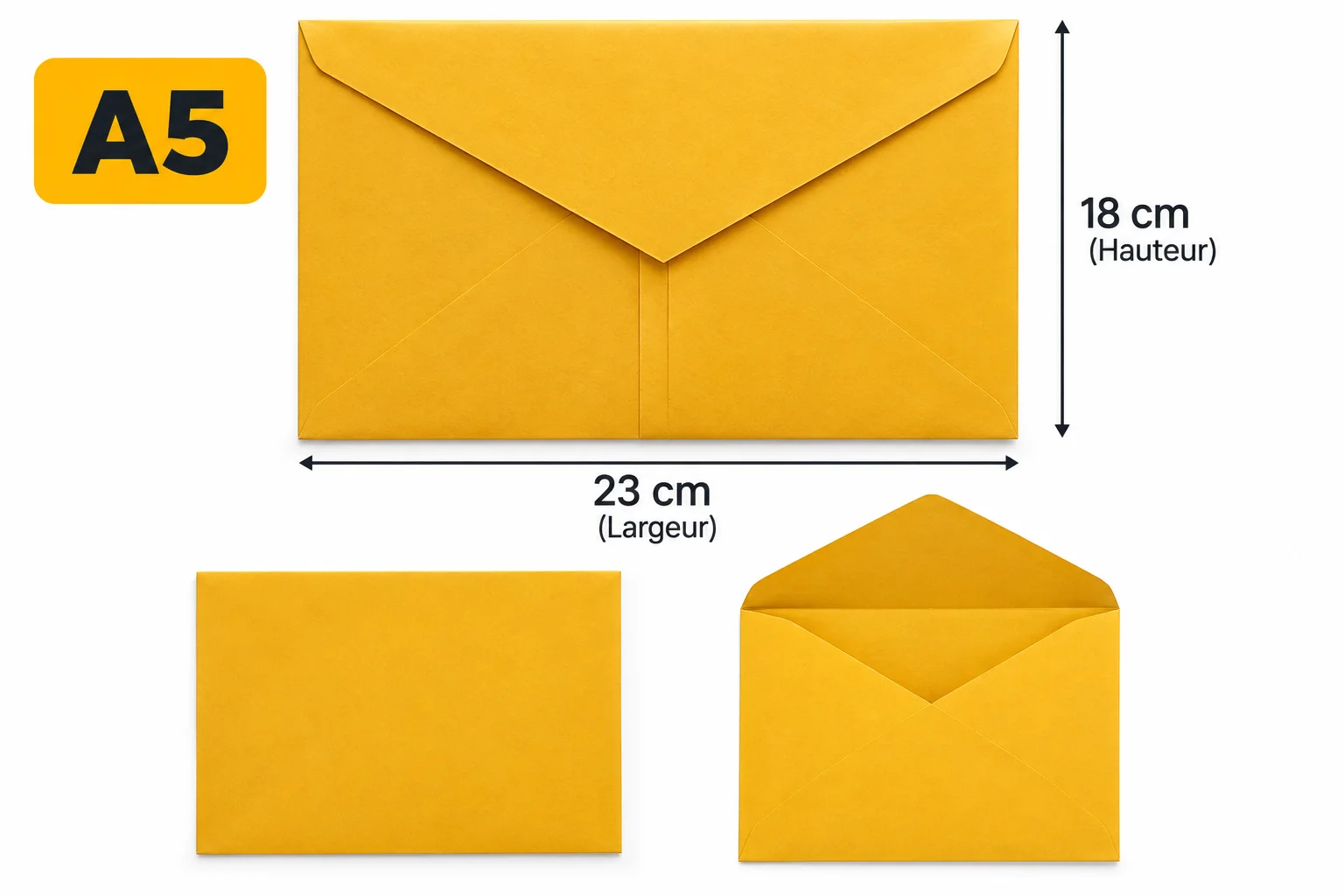 Enveloppes A5 Jaunes – Format 23 × 18 cm – Pack de 200 enveloppe