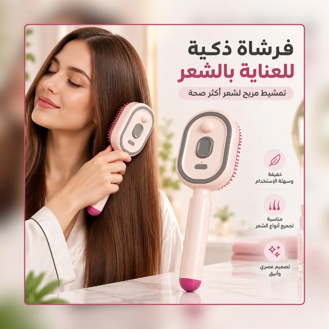 فرشاة شعر كهربائية للتدليك مع خاصية رش الرذاذ بالماء او الزيت