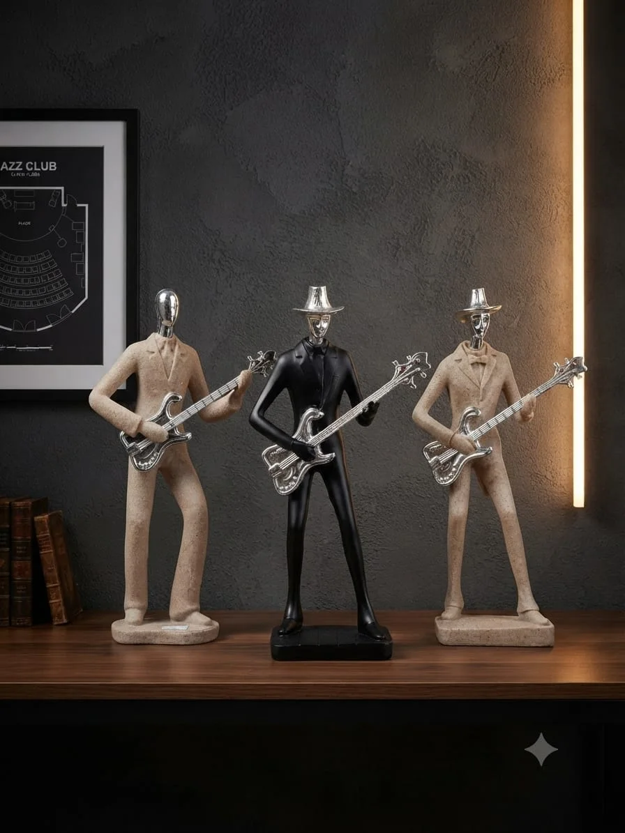 Statue Décorative de Musicien – Figurines Sculpturales Guitariste en Résine