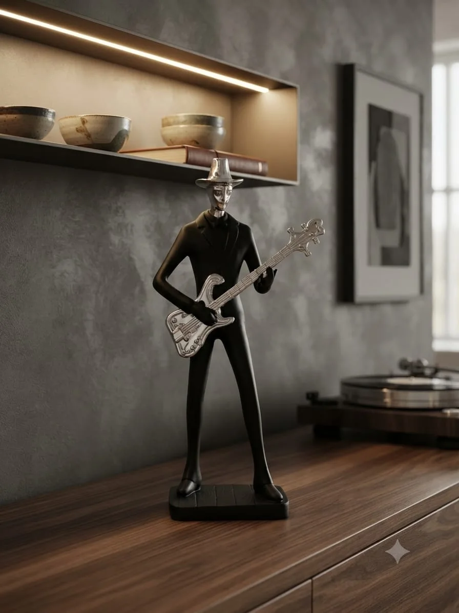 Statue Décorative de Musicien – Figurines Sculpturales Guitariste en Résine