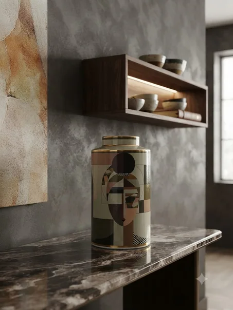 Grand Vase Décoratif en Céramique avec couvercle