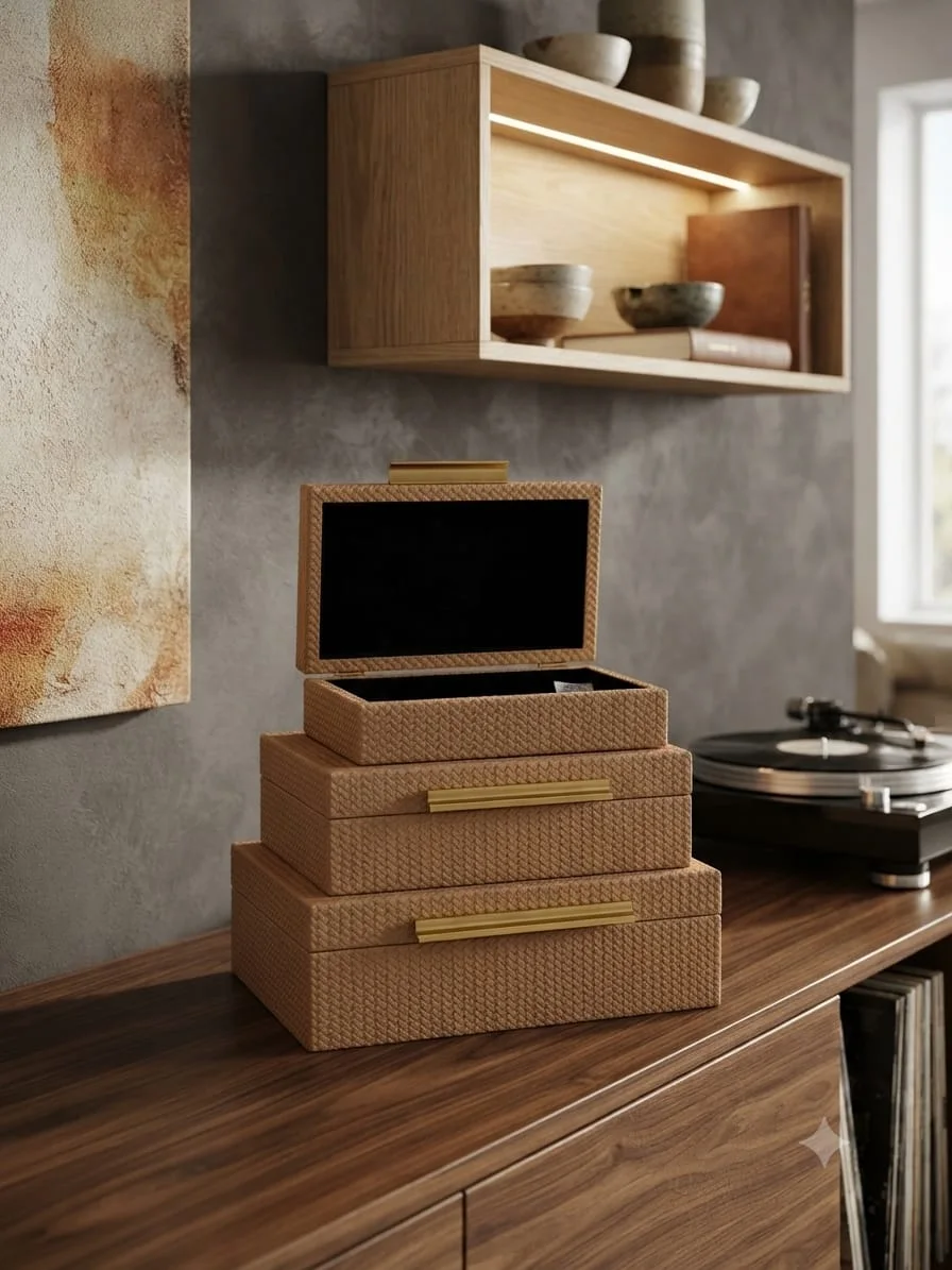 Coffret de Rangement Décoratif en Similicuir – Boîte à Bijoux & Rangement Haut de Gamme