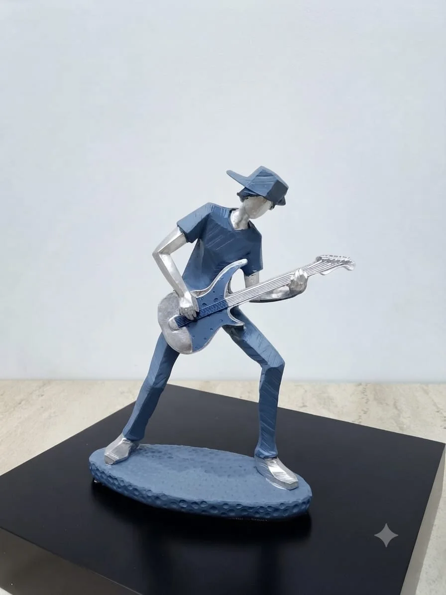 Statue Décorative Guitariste Rock – Sculpture Musique & Art Moderne sur Socle