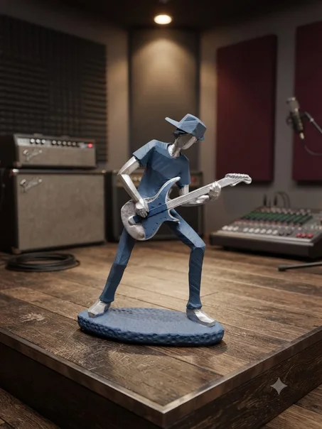 Statue Décorative Guitariste Rock – Sculpture Musique & Art Moderne sur Socle