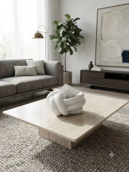 Boîte à Mouchoirs Décorative en Céramique Blanche – Design Sculptural Nœud Torsadé