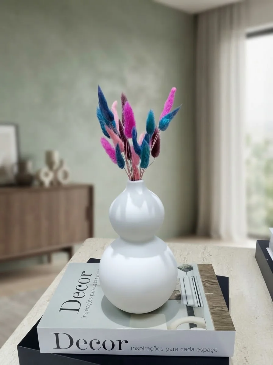 Vase en Céramique Blanche Double Sphère – Style Minimaliste & Nordique