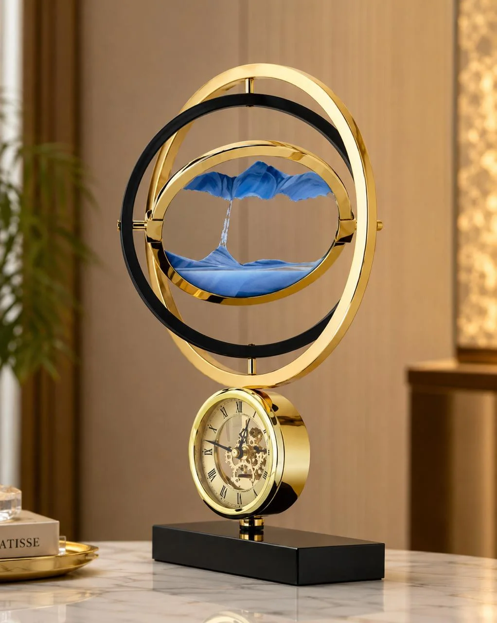 Montre Décorative Anneau Céleste – Sculpture Design pour Bureau & Salon