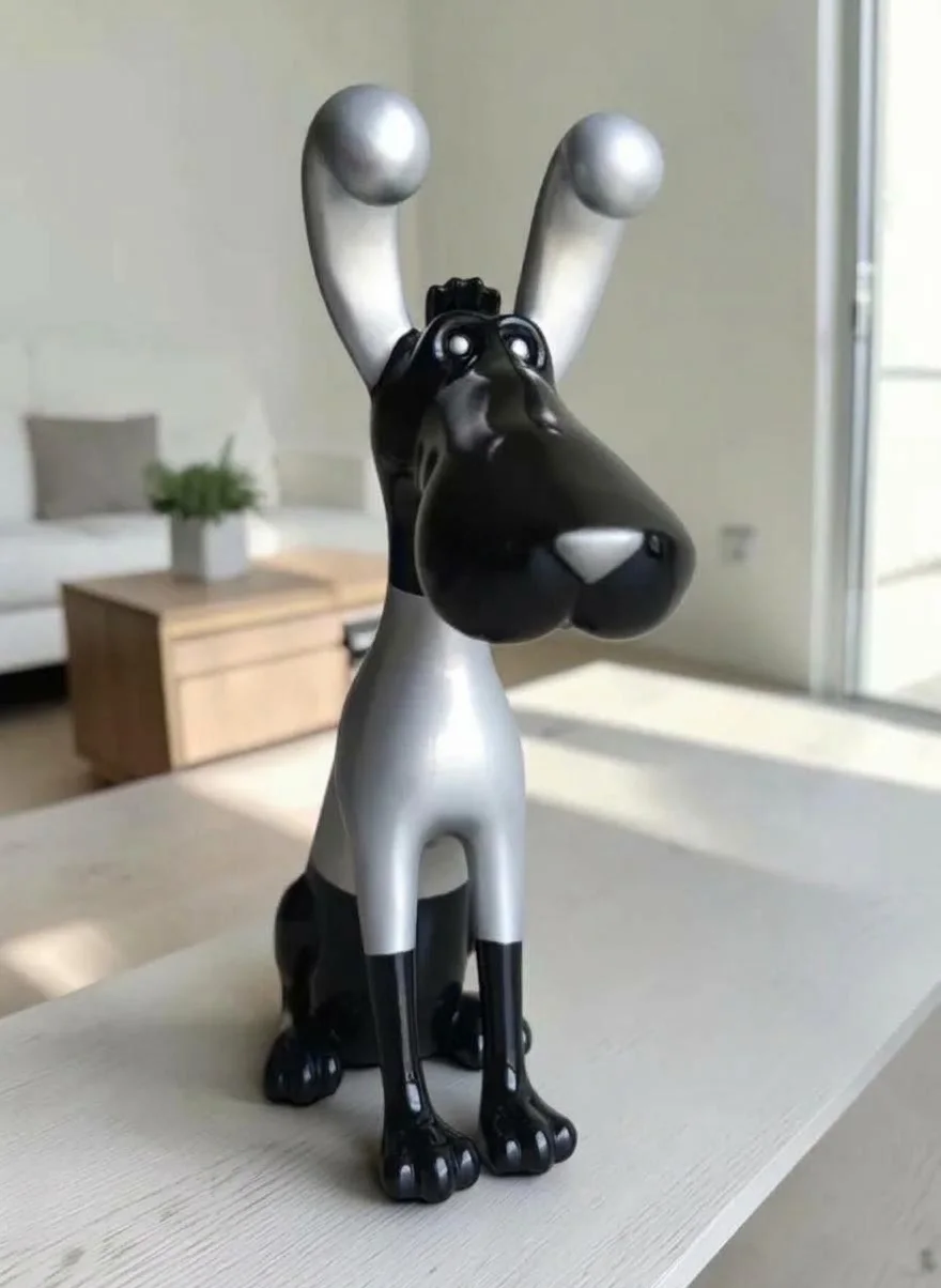Sculpture Chien Design Bicolore  – Objet Déco & Idée Cadeau