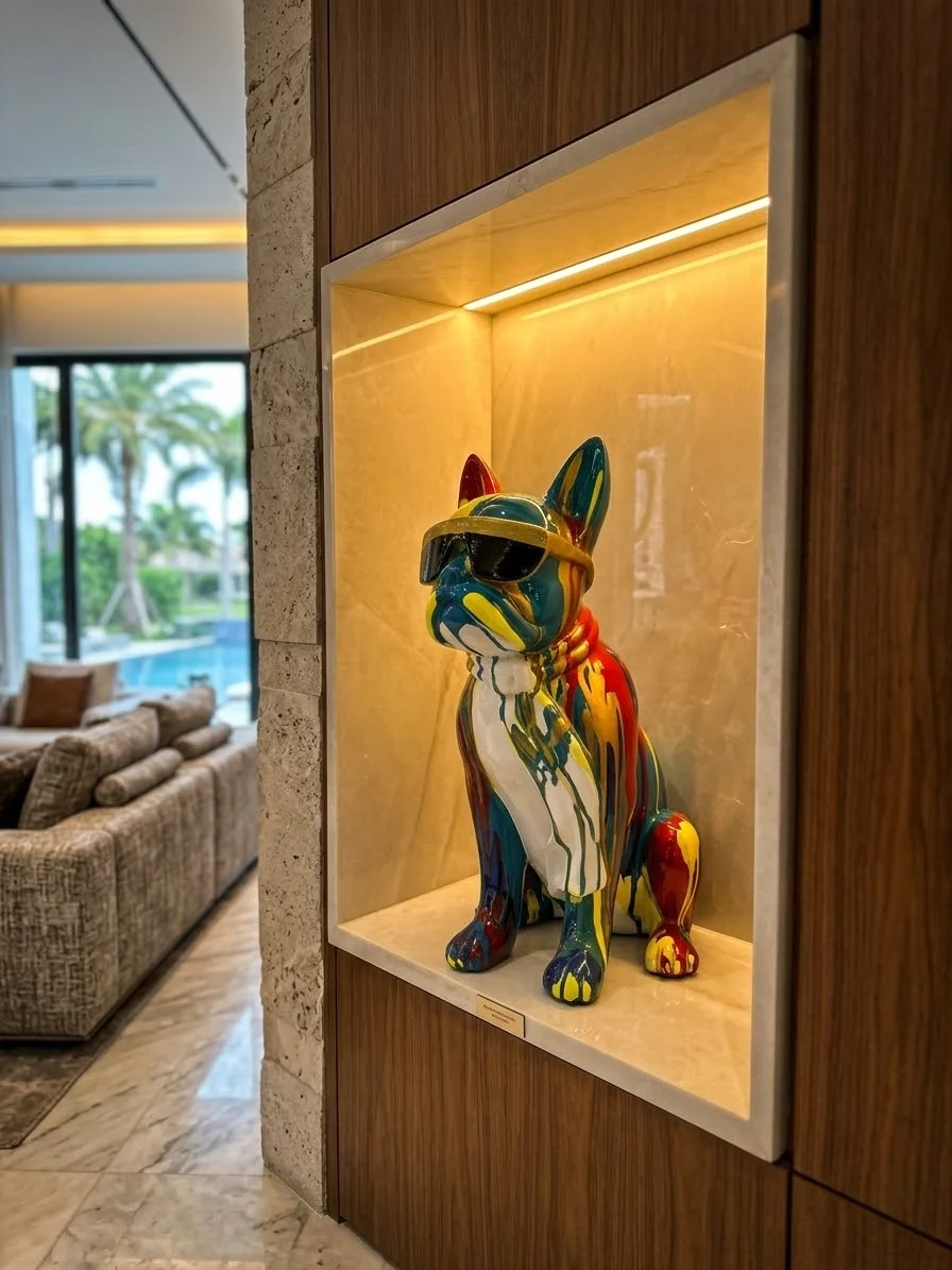 Sculpture Bulldog Français Design Street Art – Multicolore (Idée Cadeau Bureau & Salon)