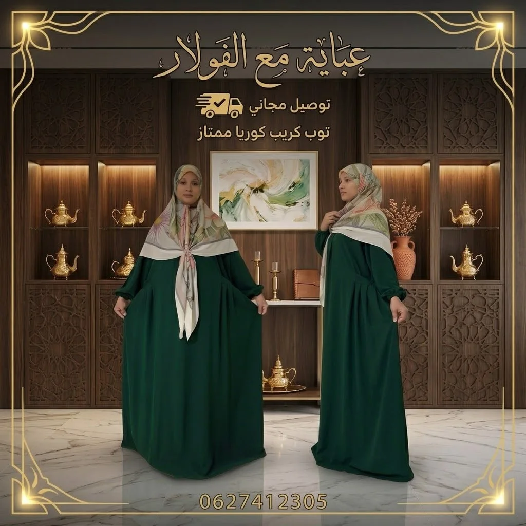 عباية راقية بالفولار - ثوب كريب كوري ممتاز
