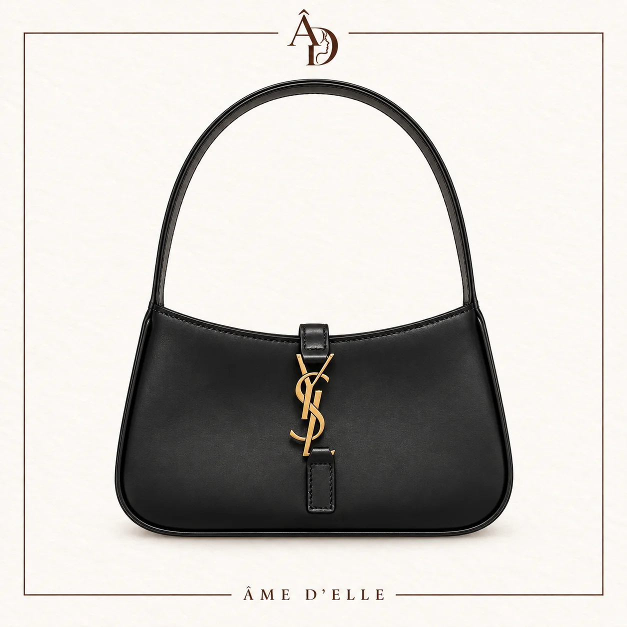 Sac Épaule Noir à Fermoir Doré