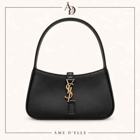 Sac Épaule Noir à Fermoir Doré