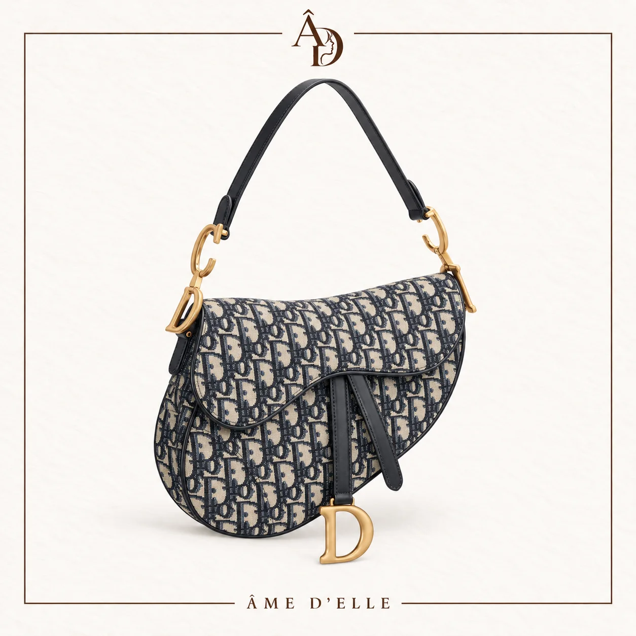 Sac Selle en Jacquard Bleu