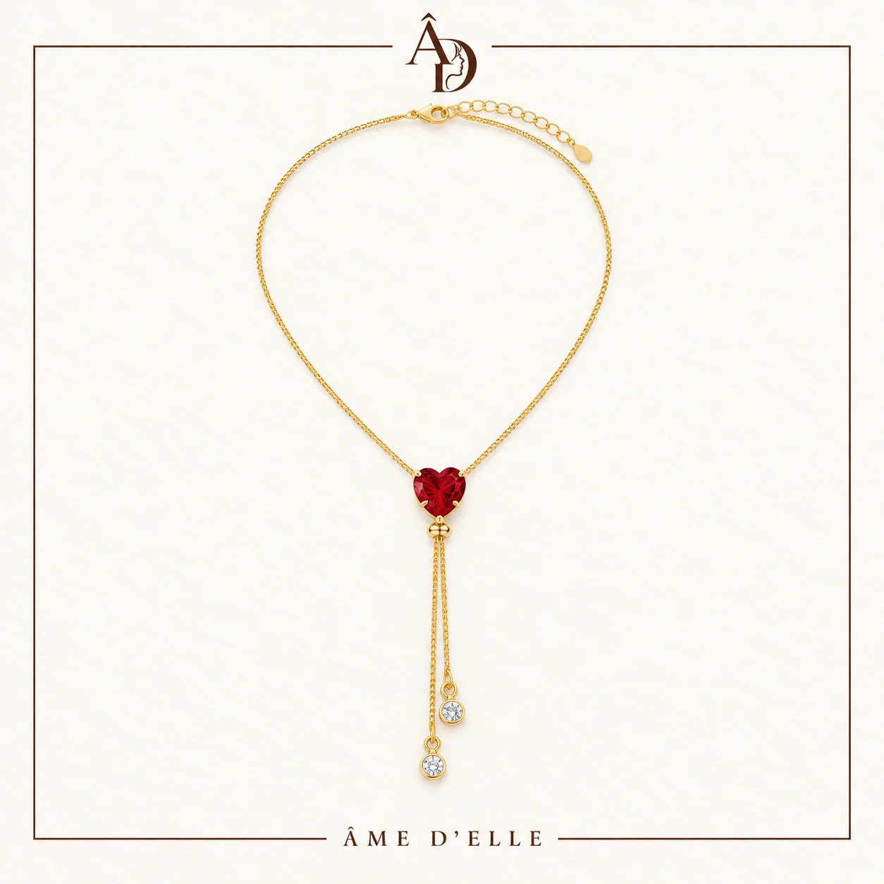Collier Lariat Cœur Rouge