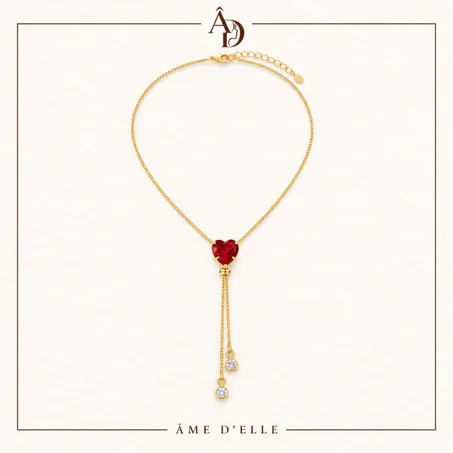 Collier Lariat Cœur Rouge