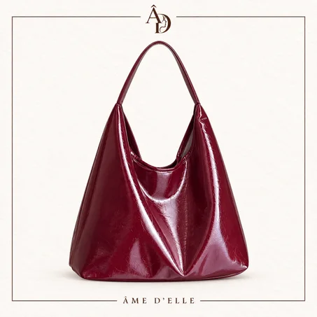 Sac Besace Cuir Bordeaux Vernis