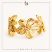 Manchette Doree Fleurs Sculptees