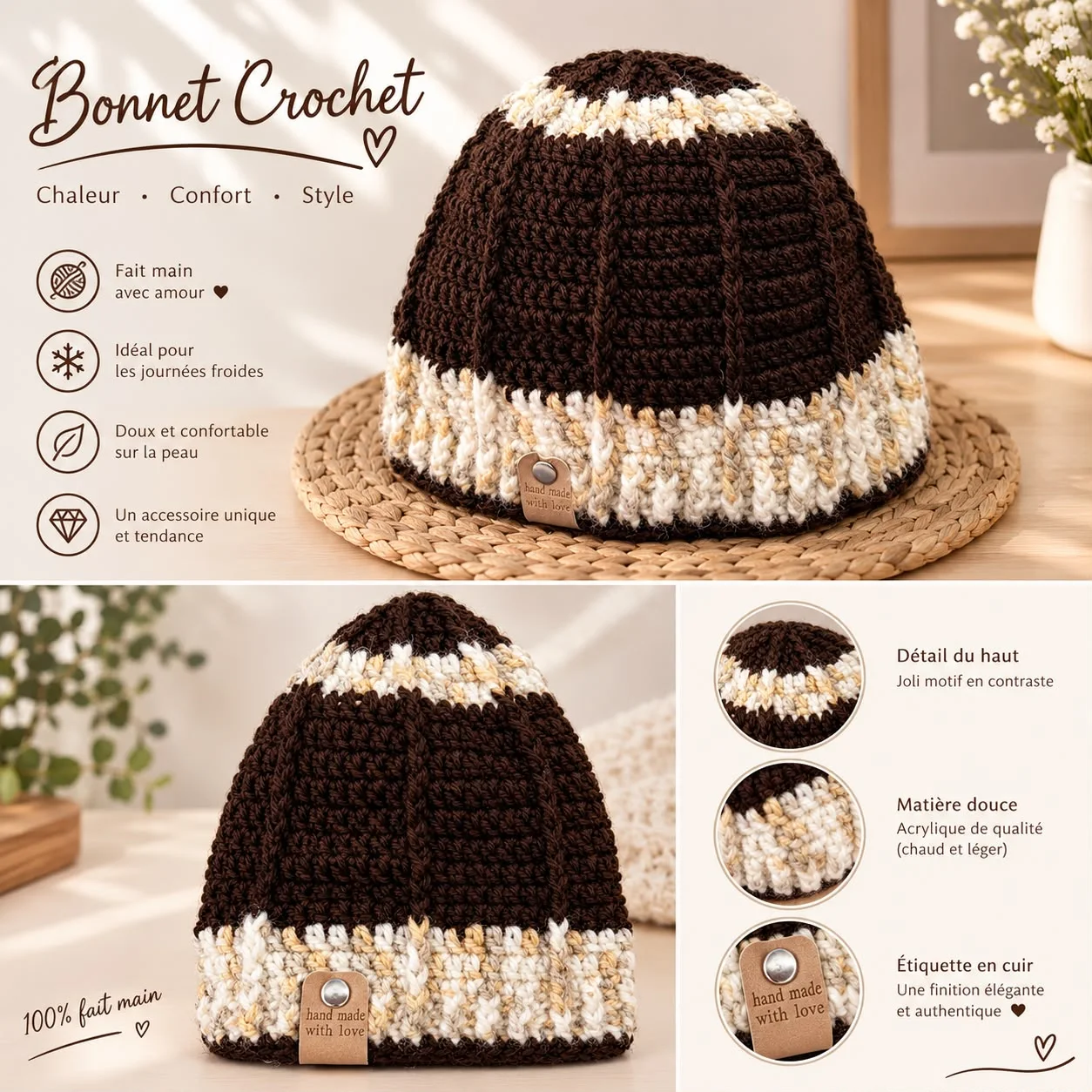 Bonnet au crochet | Fait main avec amour