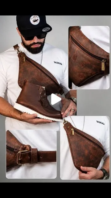 حقيبة صدر جلدية (Sling Bag)