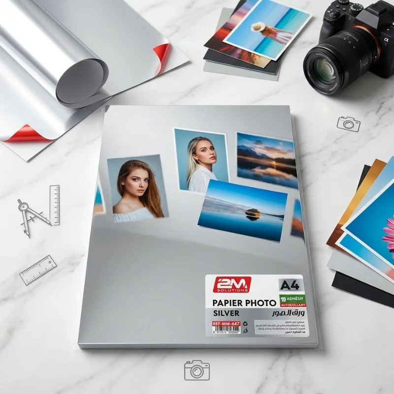 PAPIER PHOTO SILVER ADHESIF 20F A4 MM-447