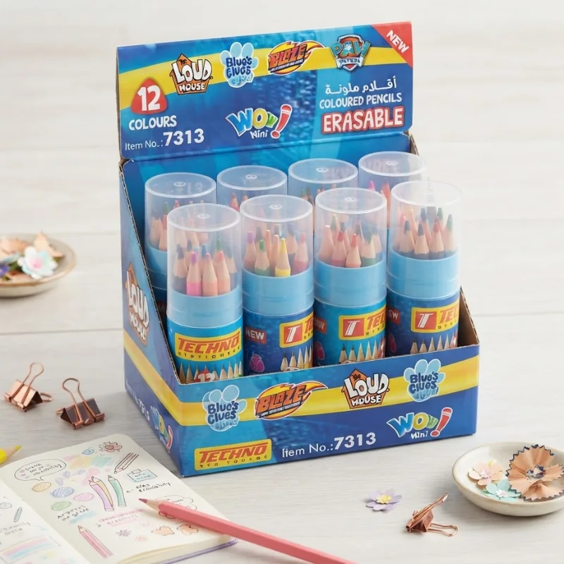 CRAYON COULEUR DE 12CLRS MINI BTE RONDE TECHNO 7313