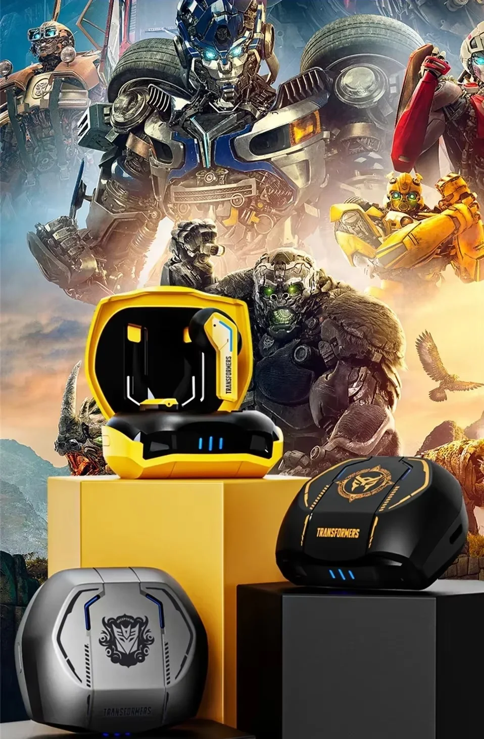 سماعات أذن لاسلكية بلوتوث 5.3 من Transformers  TF-T06، سماعات صغيرة ستيريو عالية الدقة، مناسبة للرياضة الخارجية، مزودة بخاصية الاستماع للموسيقى، وبطارية تدوم طويلاً.