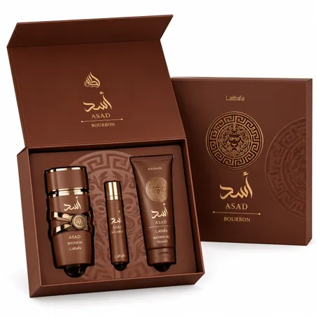 Coffret Asad Bourbon – Eau de Parfum + Spray + Gel Douche | Lattafa