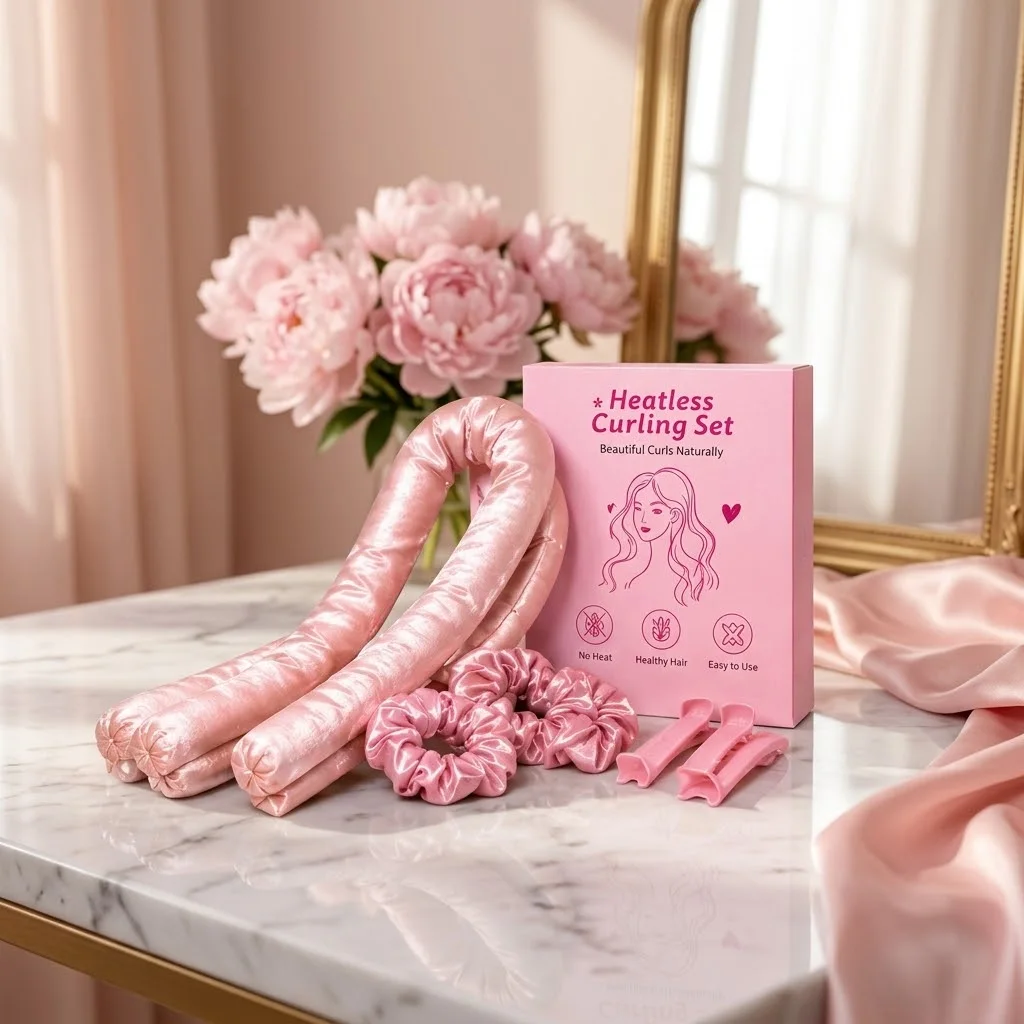 طقم تجعيد الشعر بدون حرارة – Heatless Curling Set للحصول على تموجات طبيعية وأنيقة