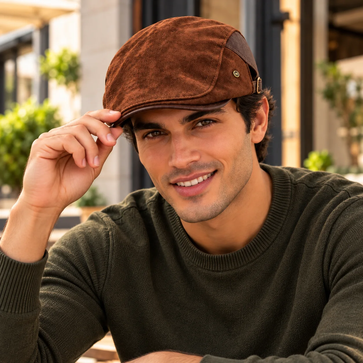 Casquette Plate Marron Homme Style Vintage (MAL)