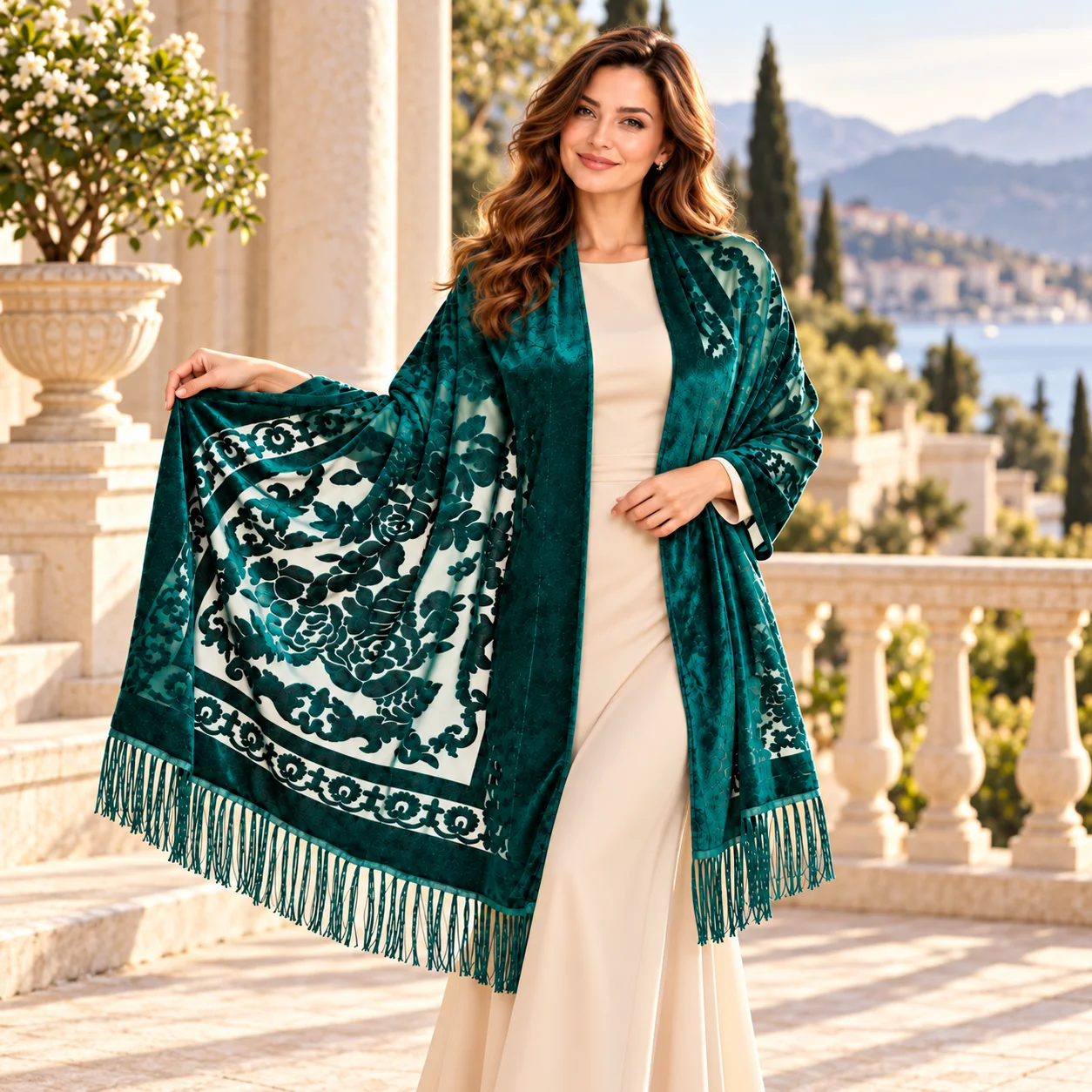 Châle Élégant à Motifs Floraux (CIV)