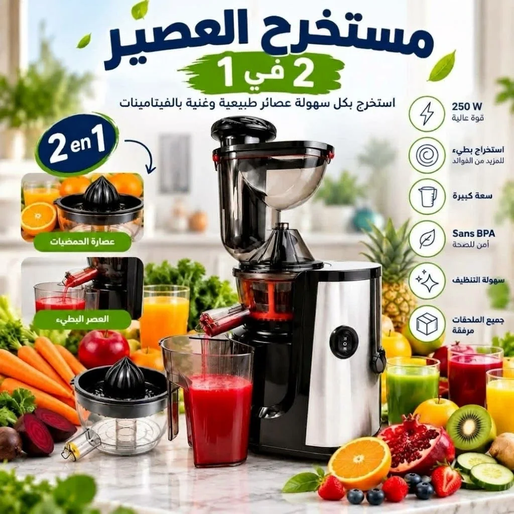 مستخرج العصير الصافي  2في1 للفواكه والخضر   EXTRACTEUR DE JUS 2EN1 FRUITS ET LÉGUMES