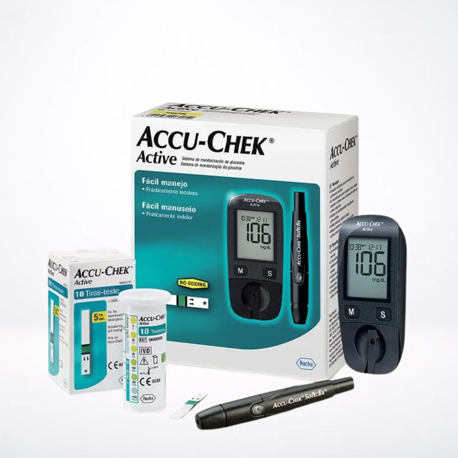 Accu-Chek Kit Active Lecteur Glycémie Diabète Complet