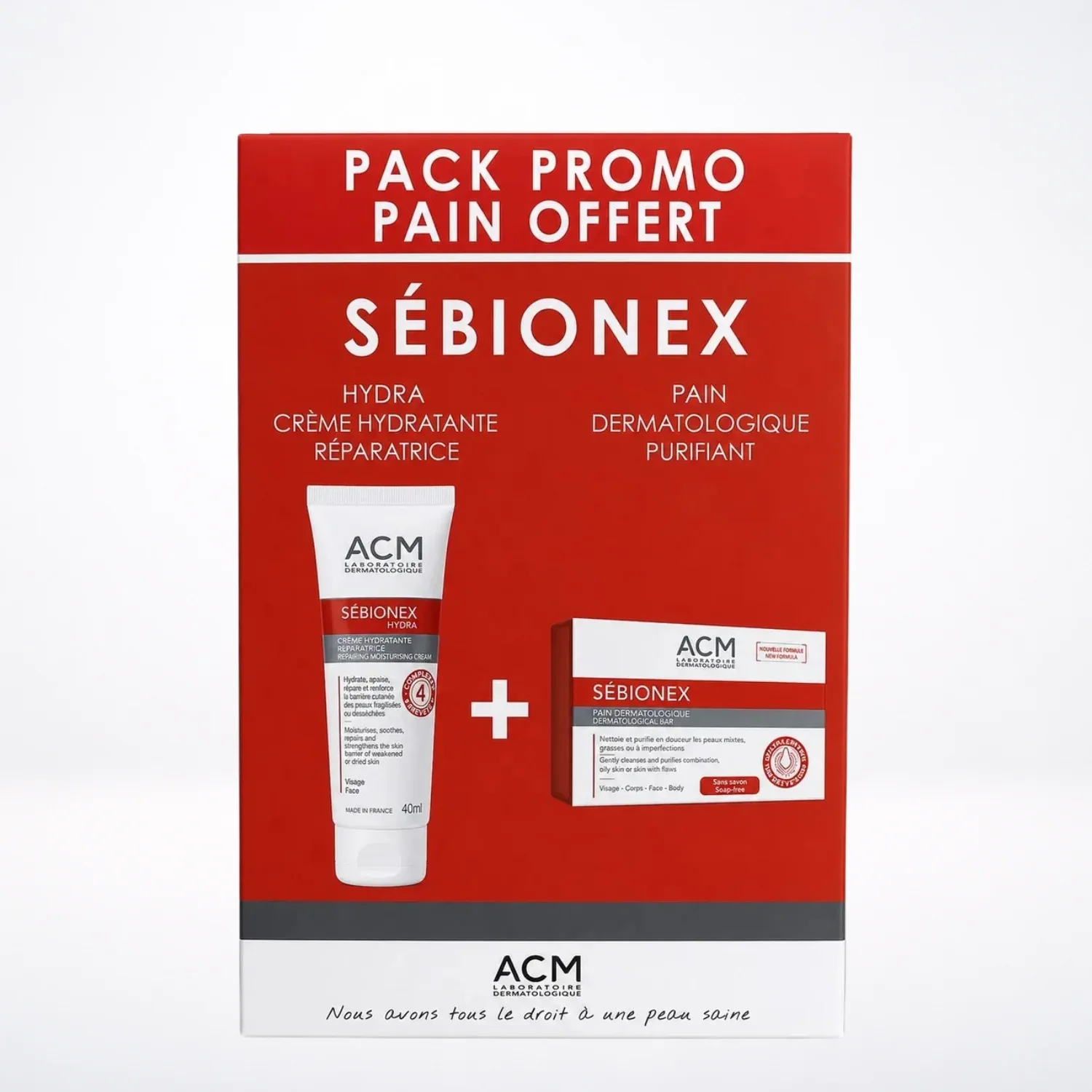 ACM PACK SEBIONEX Crème Hydra + Pain Dermatologique