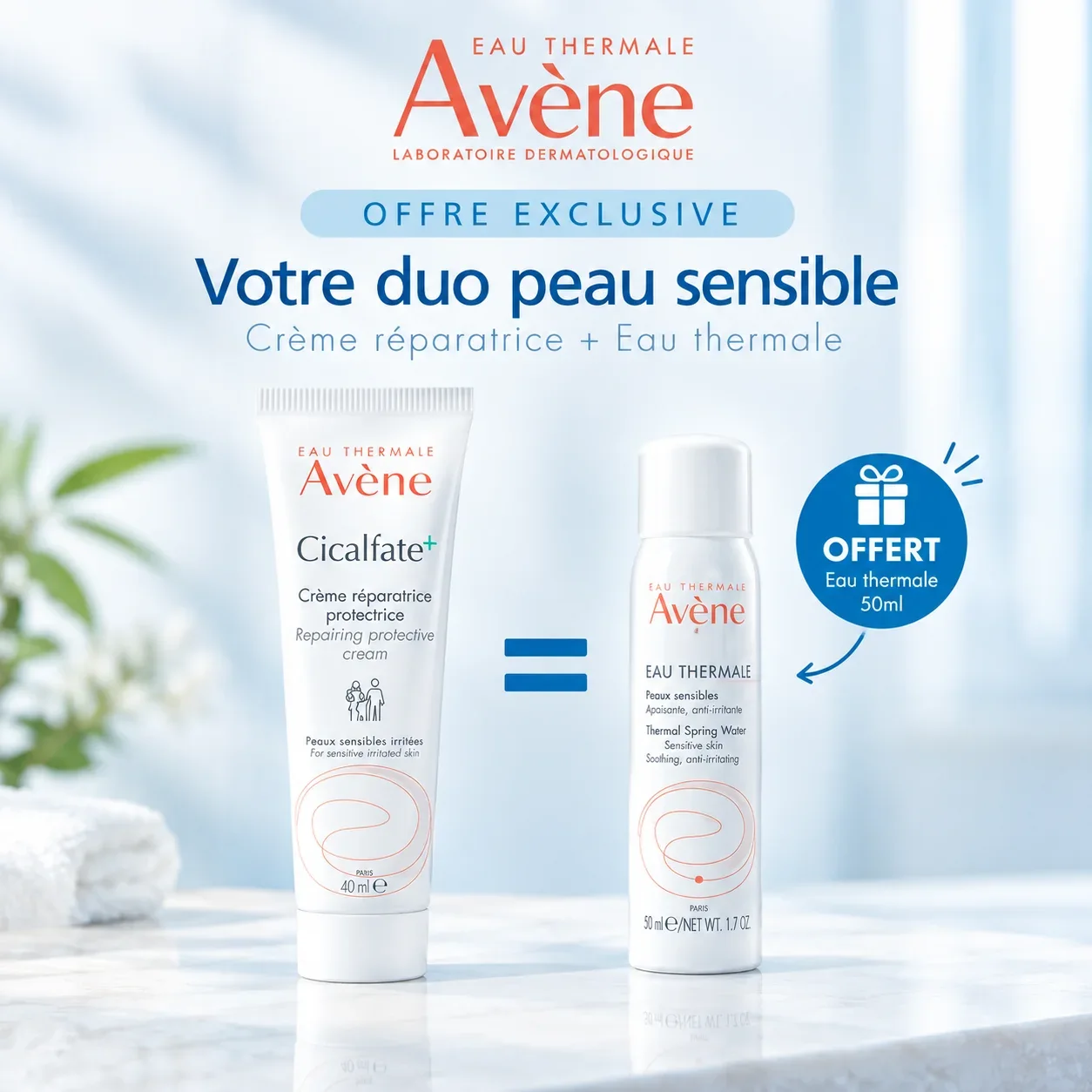 AVÈNE Cicalfate+ Crème Réparatrice 40ml SOS Cicatrisation = eau thermale 50 ml
