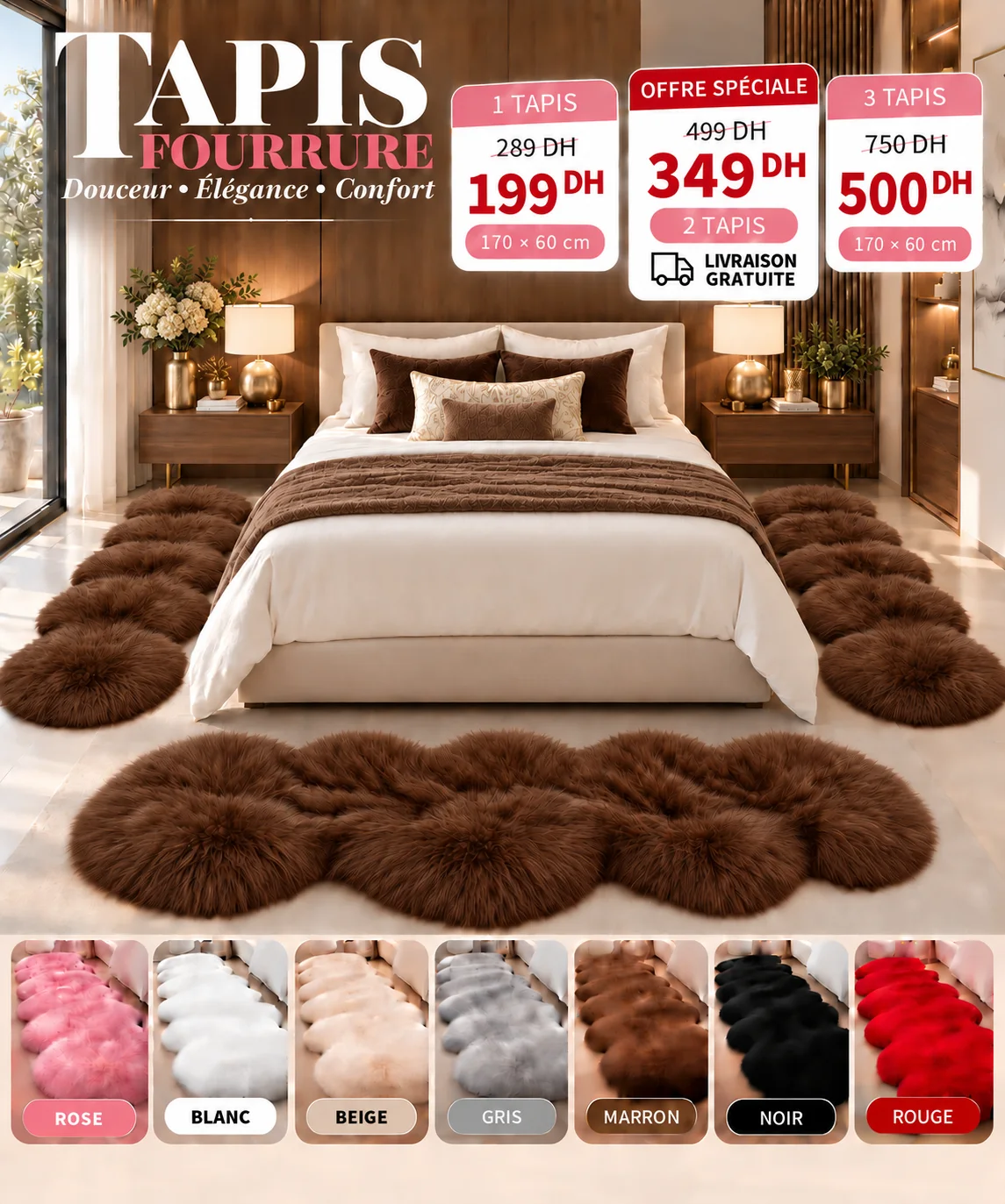tapis fourrure de lux 170/60
