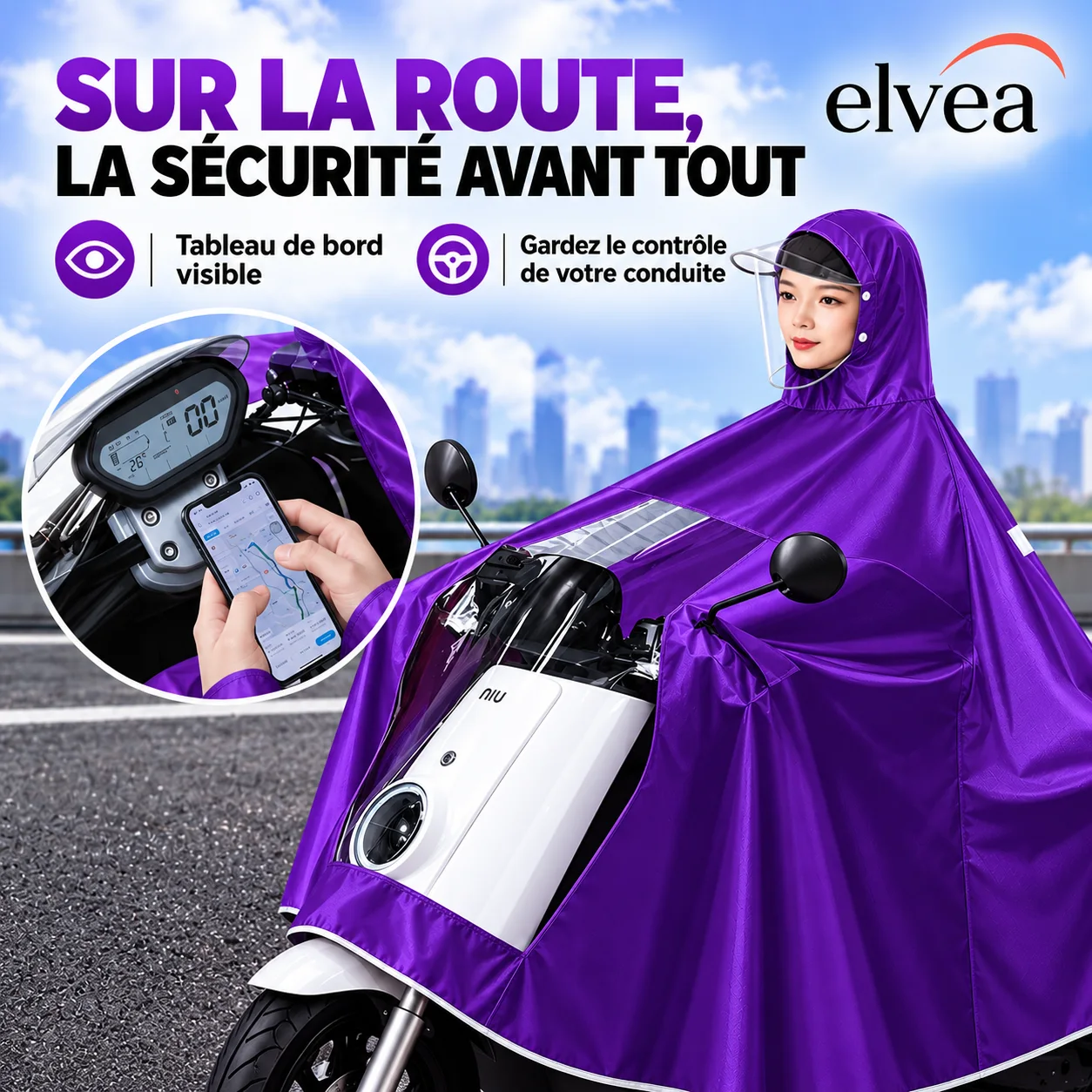 Utilisation de l'imperméable ELVÉA sur la route