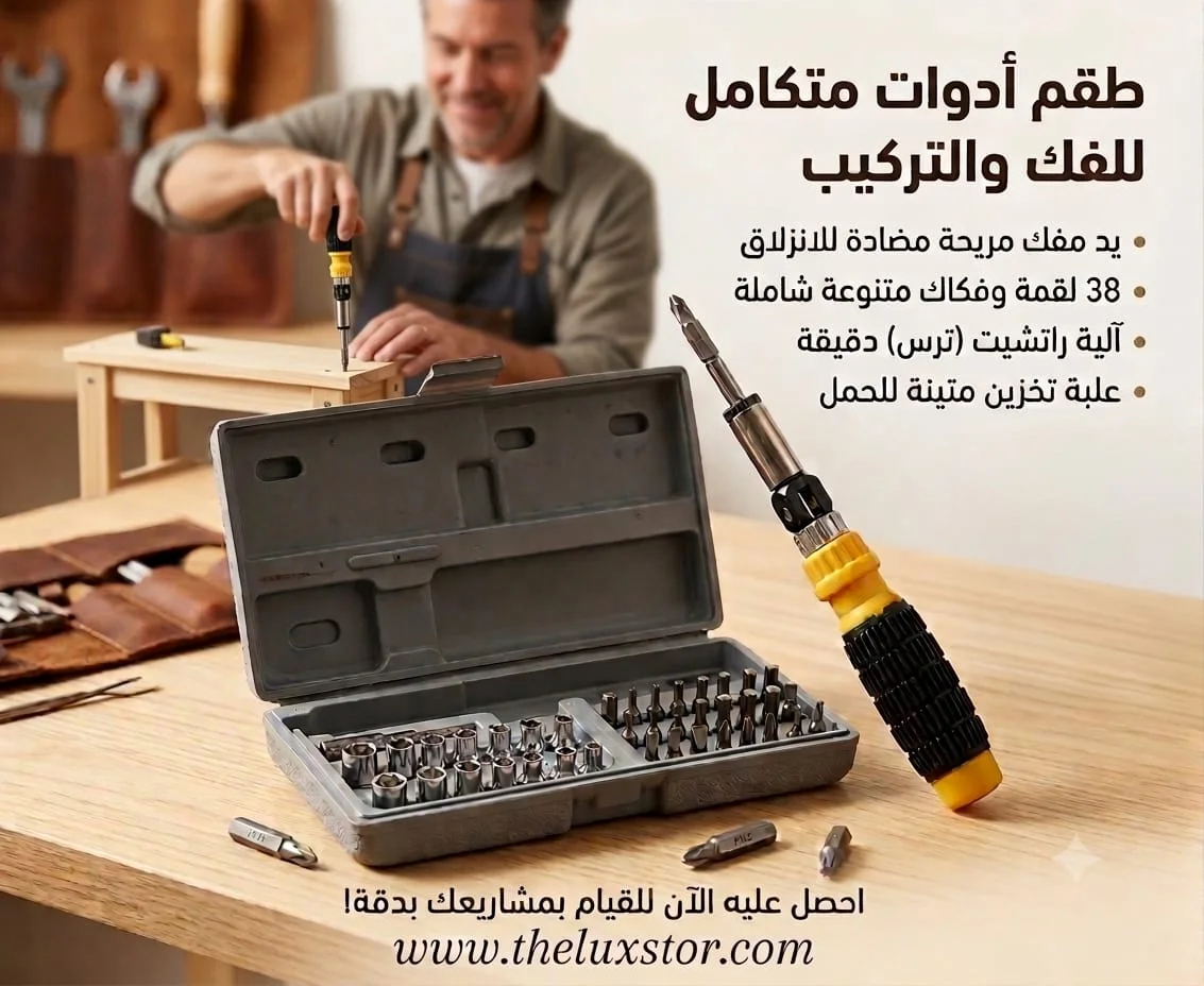 Kit d’Outils 46 Pièces Multifonction – طقم أدوات صيانة 46 قطعة