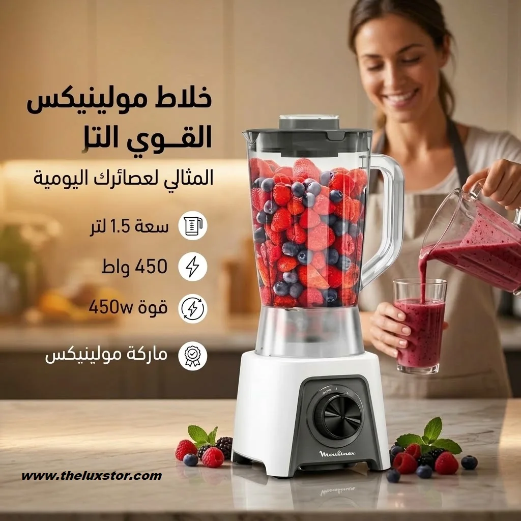 Blender Moulinex 450W – Mixeur Électrique 1,5 L - خلاط Moulinex الكهربائي 450W – الأداء العملي لمطبخك
