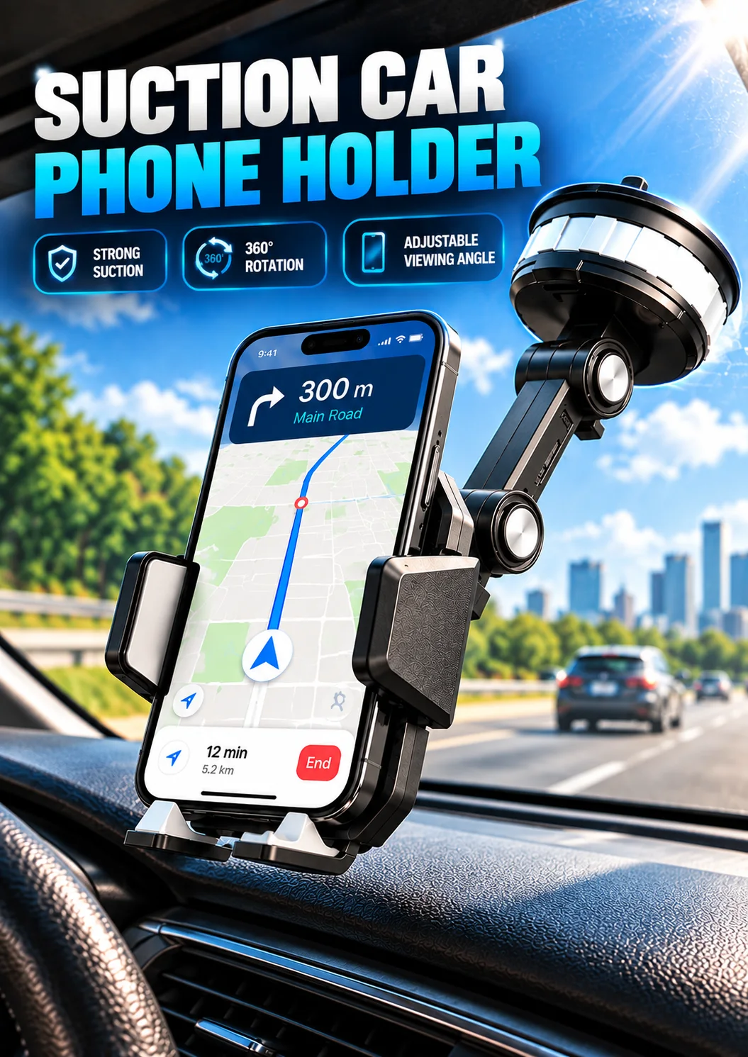 Adjustable Suction Car Phone Holder
