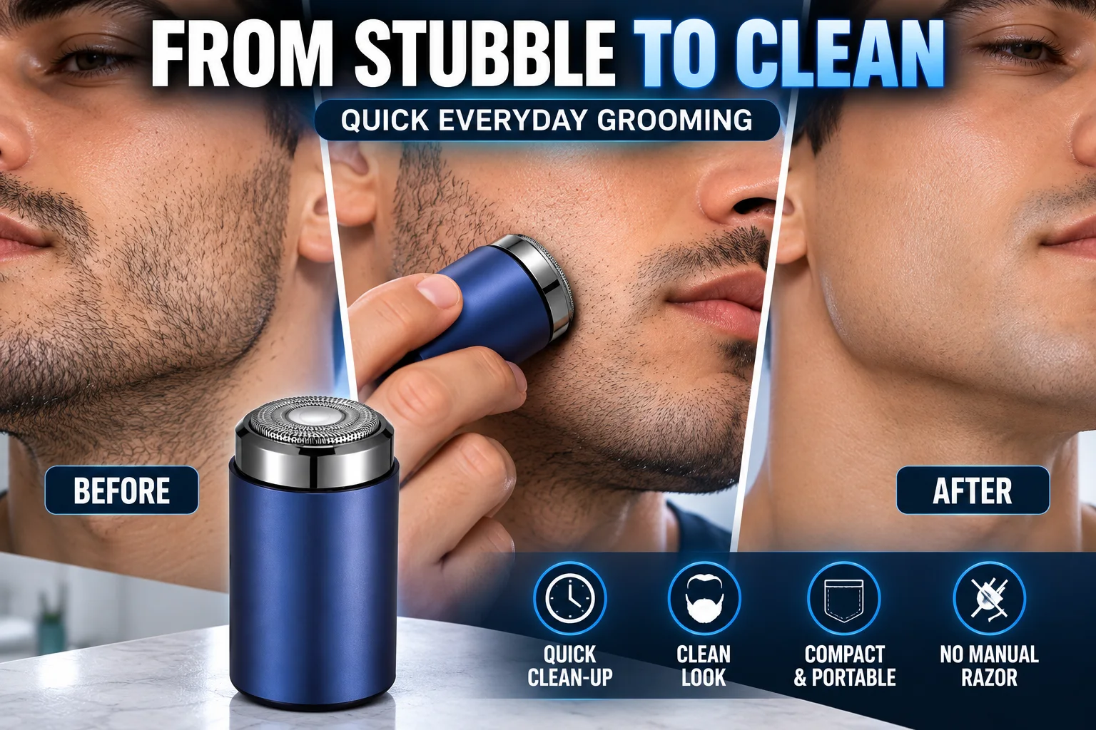 Before and after shaving result