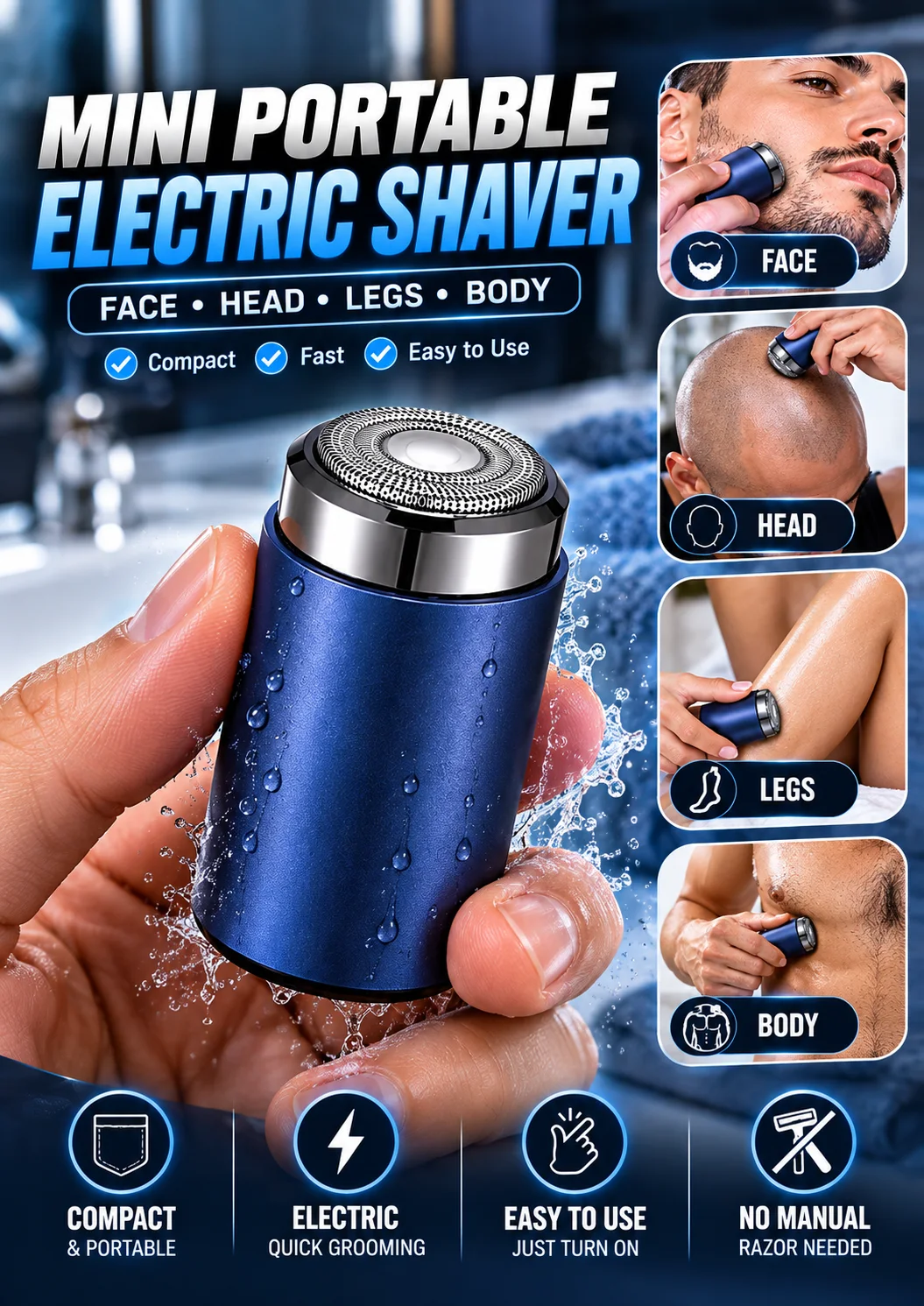 Mini Portable Electric Shaver – Face, Head & Body