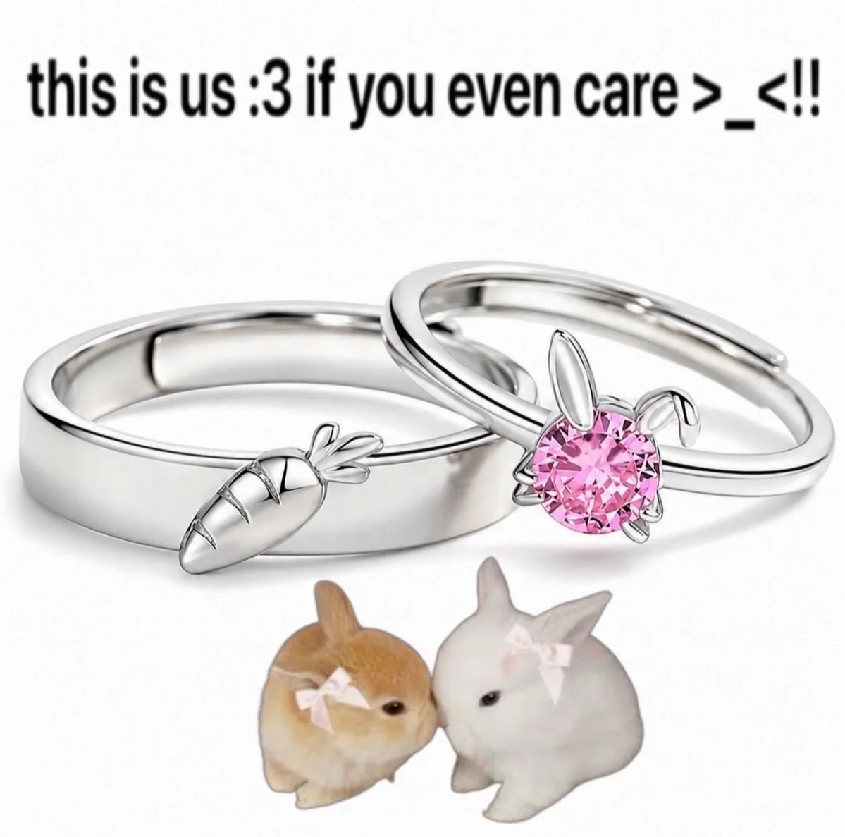 🐰 Bunny & Carrot Couple Rings