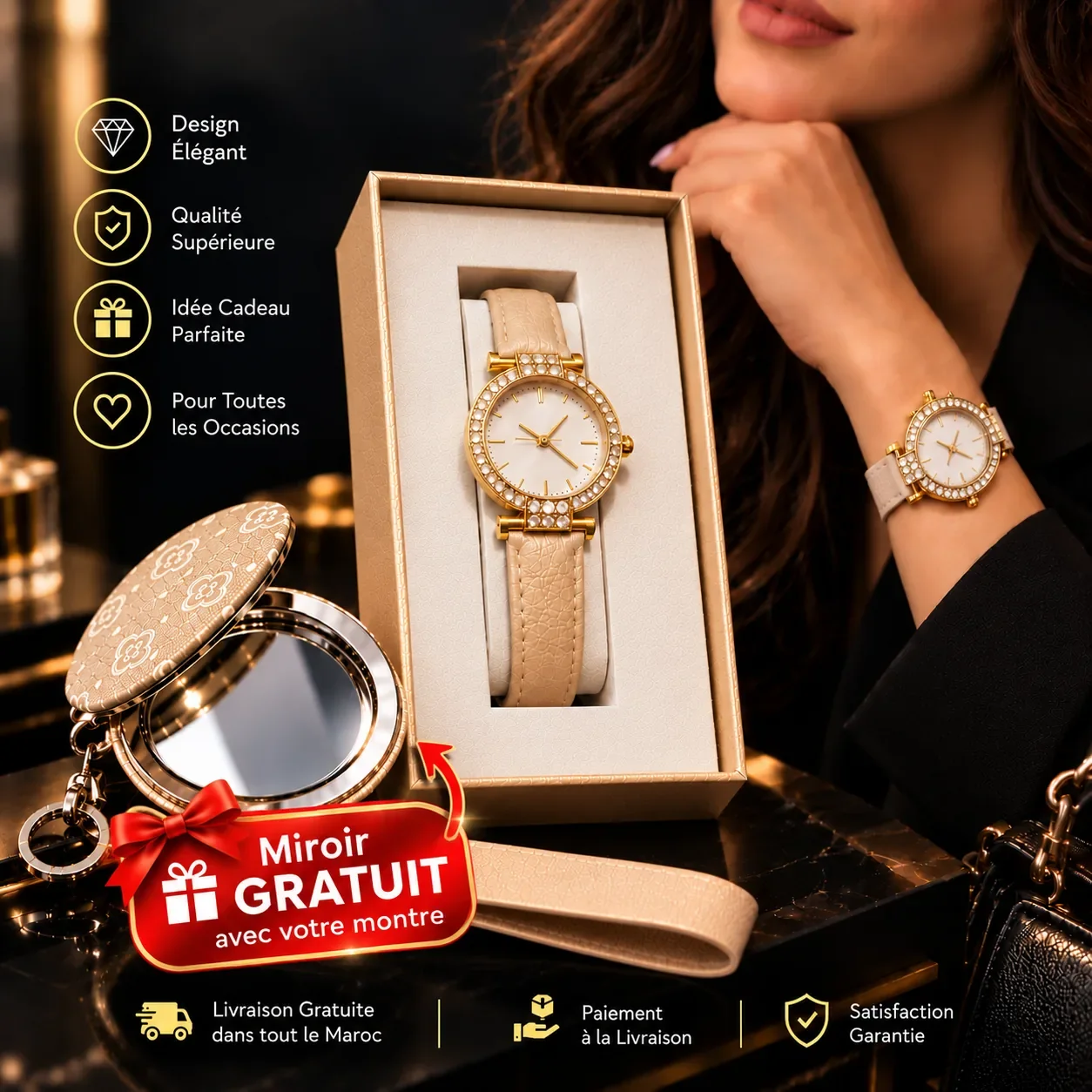 Ensemble Montre Beige