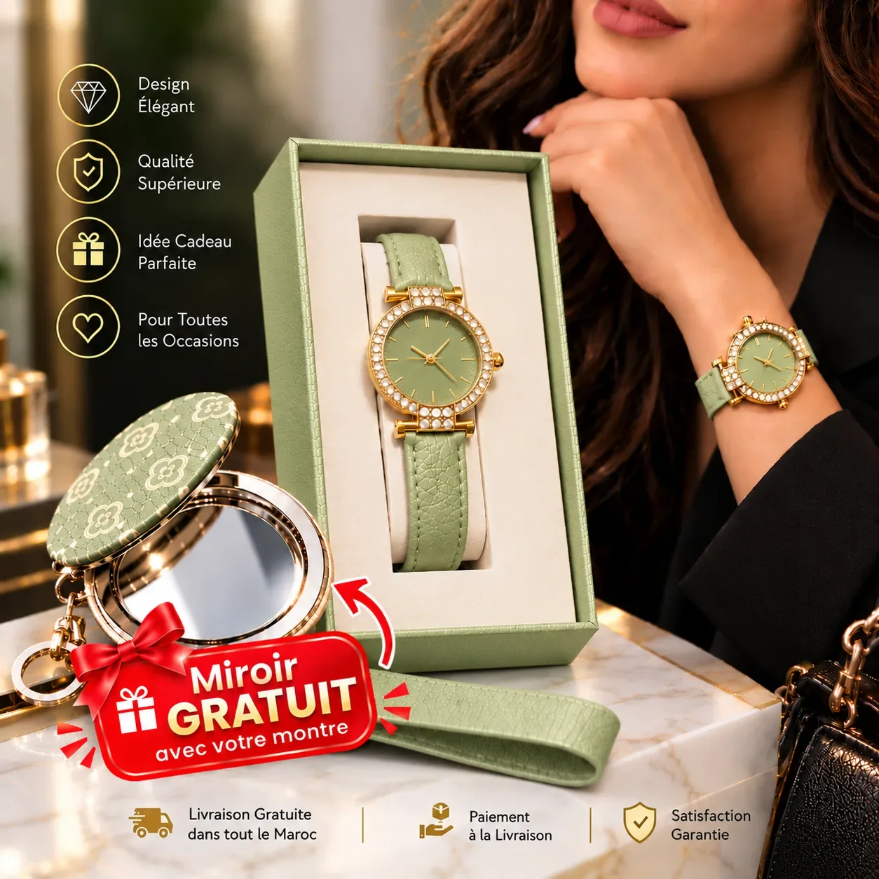 Ensemble Montre Vert Clair