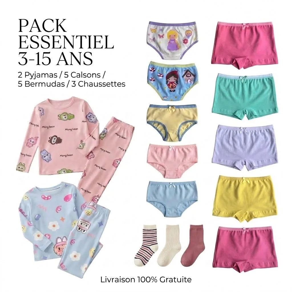 🎀 Pack Essentiel Fille 3–15 Ans 🌸