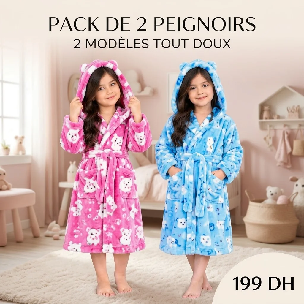 Peignoir Fille à Capuche Tout Doux 🧸💗