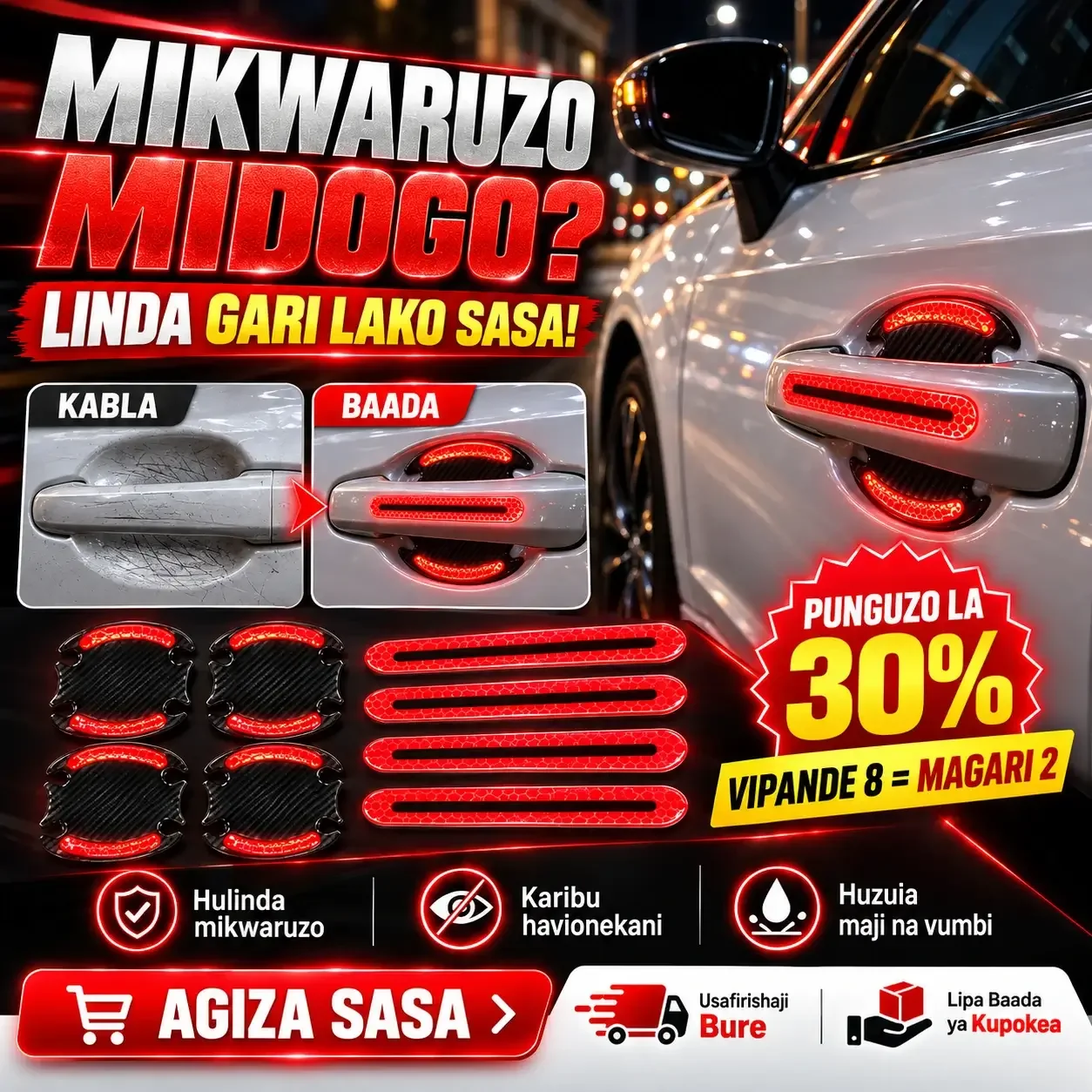 🇹🇿🚗 Pakiti ya Vilinzi 8 vya Uwazi : Linda Vipini vya Gari Lako Dhidi ya Mikwaruzo Leo!