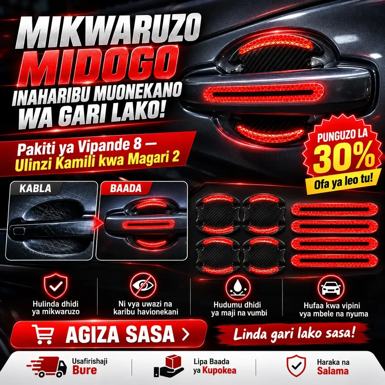 🇹🇿🚗 Pakiti ya Vilinzi 8 vya Uwazi : Linda Vipini vya Gari Lako Dhidi ya Mikwaruzo Leo!