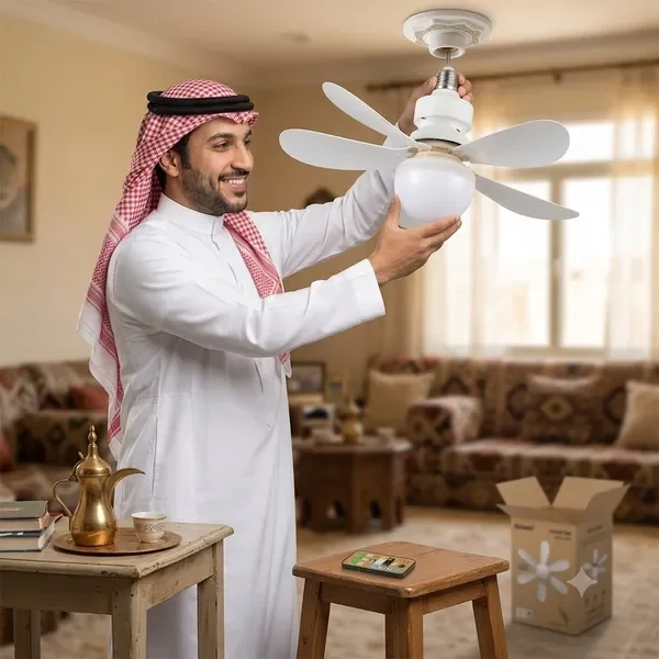 مروحة سقف بإضاءات متعددة مع جهاز تحكم عن بعد