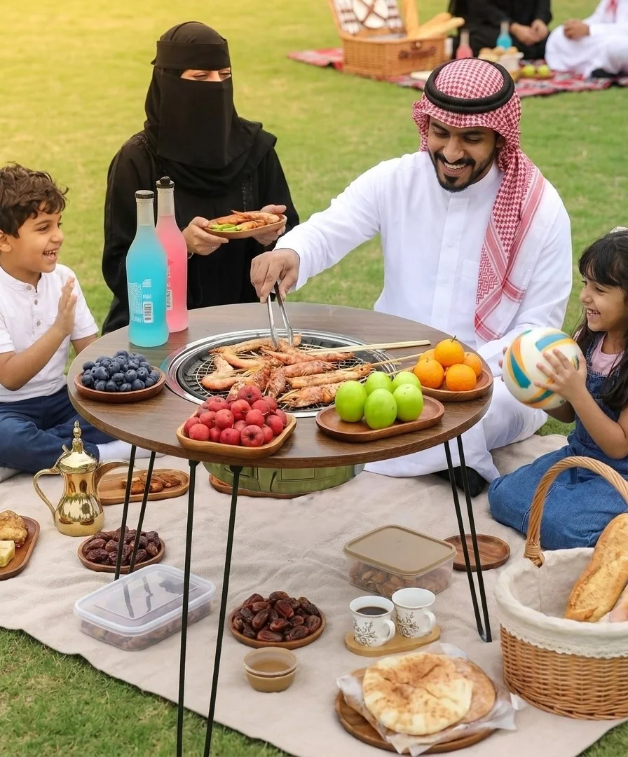 طاولة الشواء الخشبية